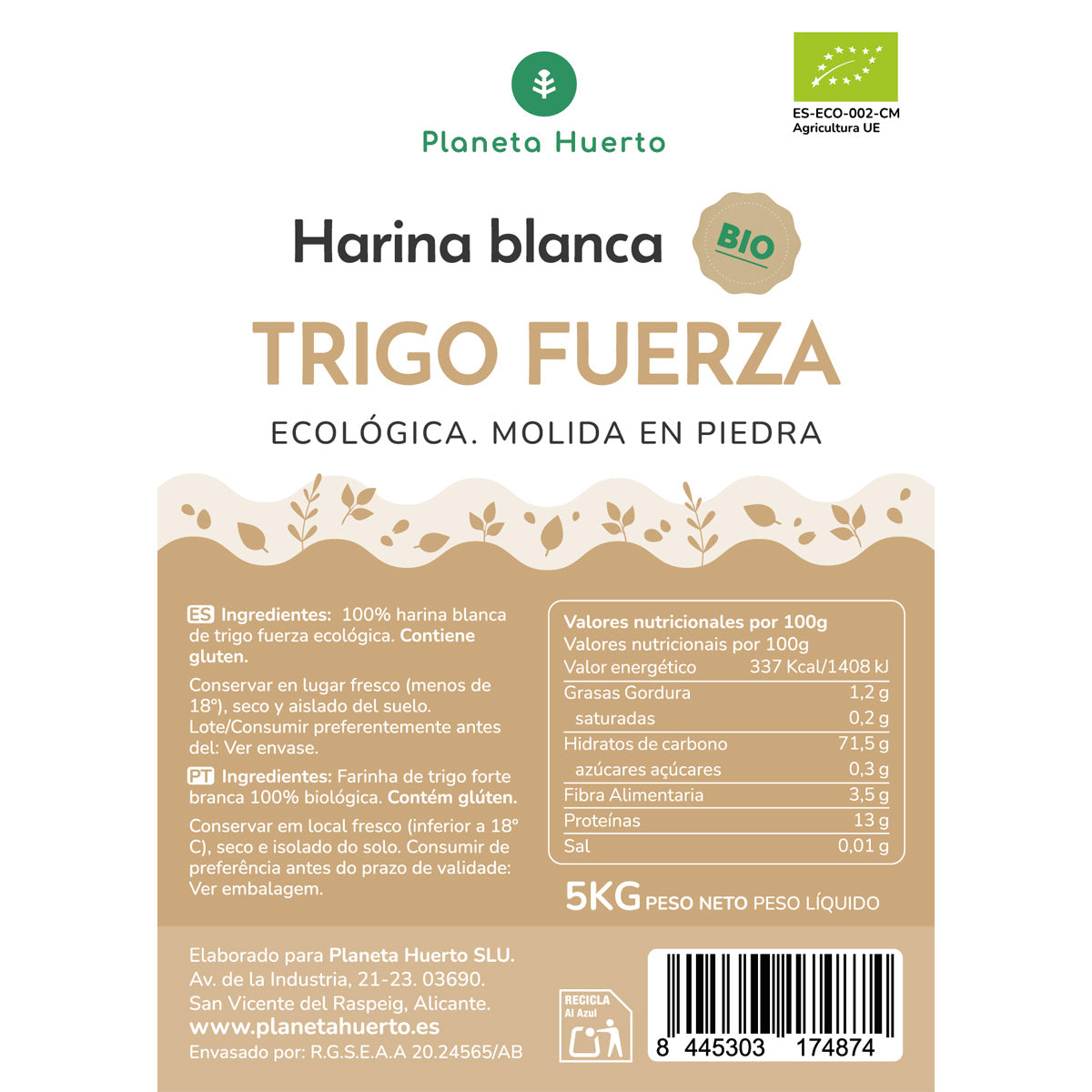 White Wheat Flour Strength Eco Planet Garden 5 Kg