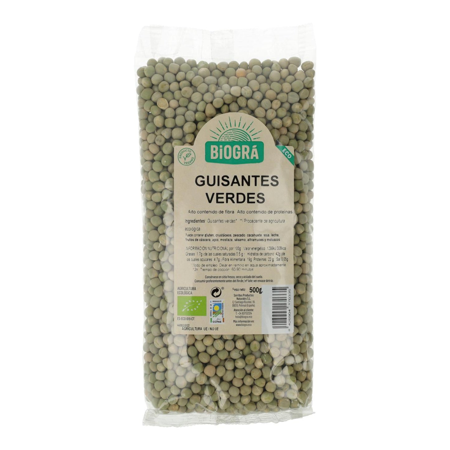 Petits pois Biográ, 500 g