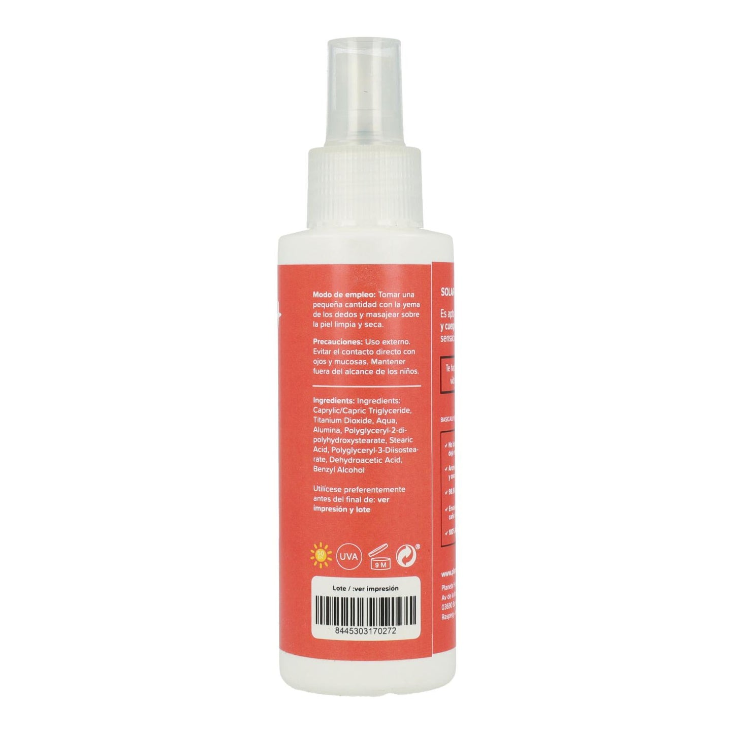 100% minerale zonnebrandcrème SPF 50 Planeta Huerto 125 ml