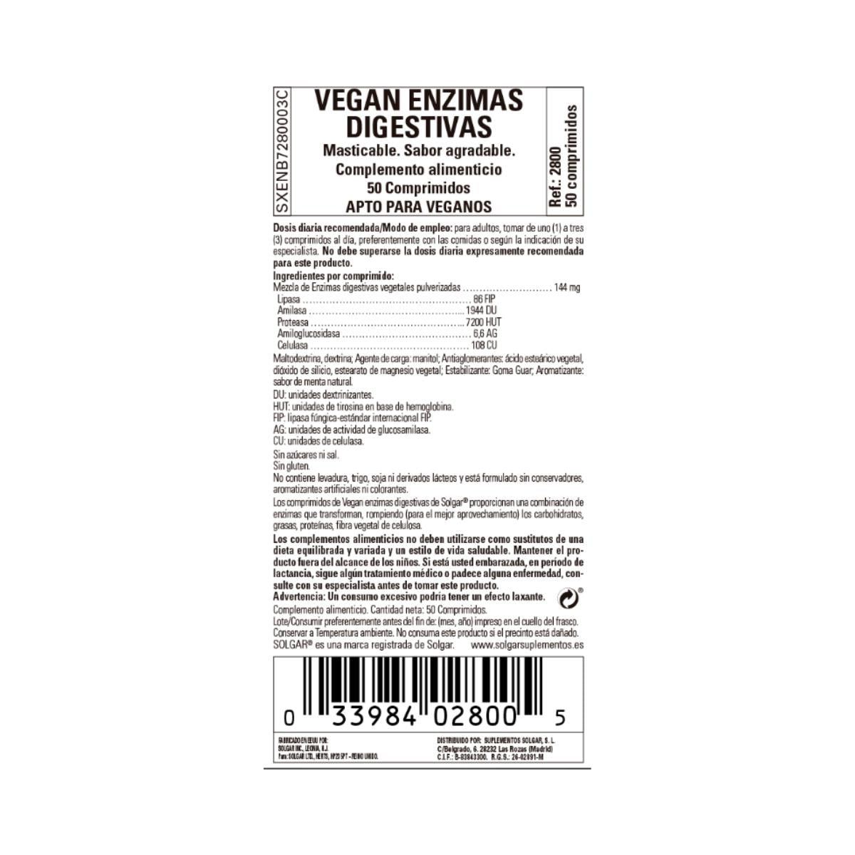 Vegane Verdauungsenzyme, 50 Kautabletten
