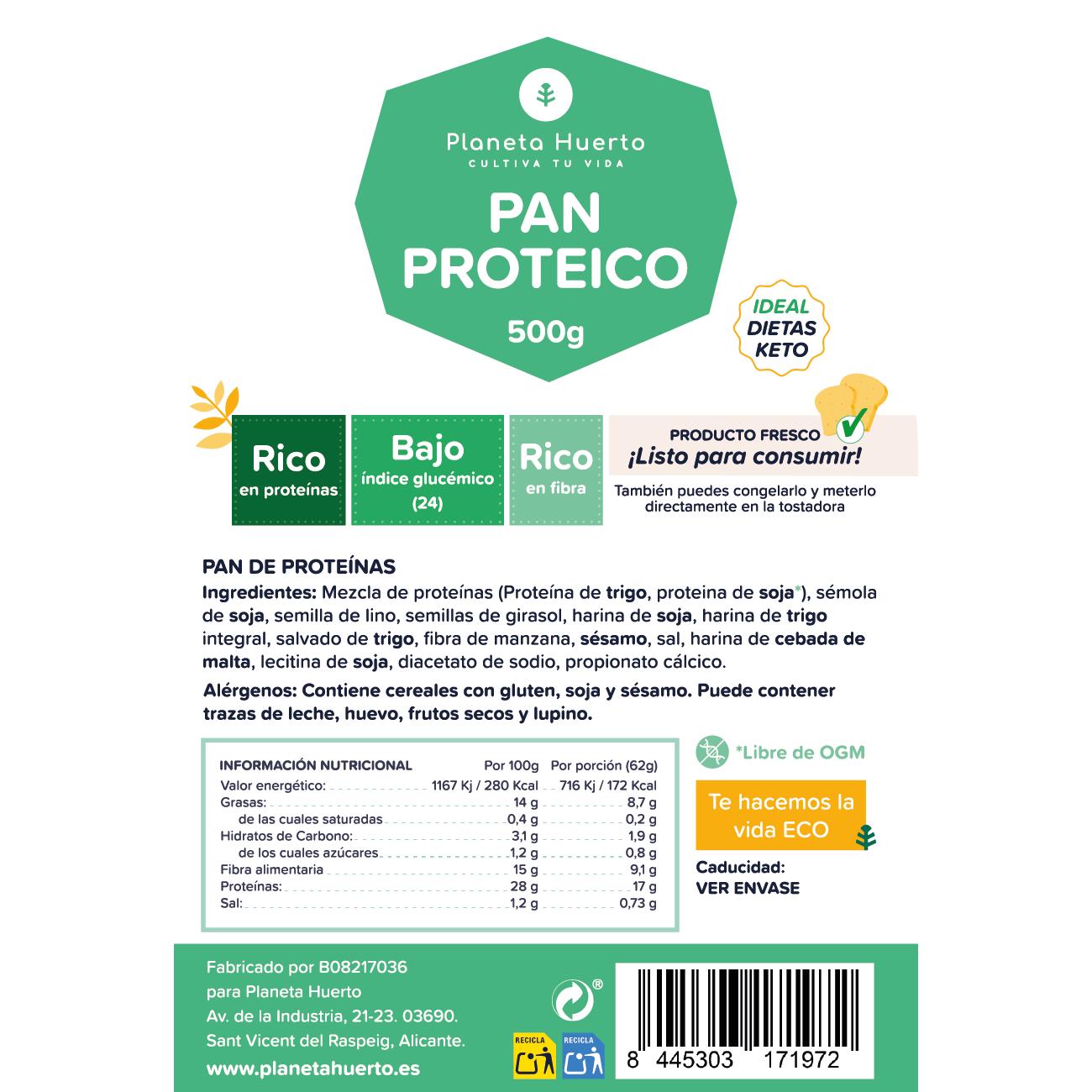 Pack 3x Planeta Huerto protein bread 500 g