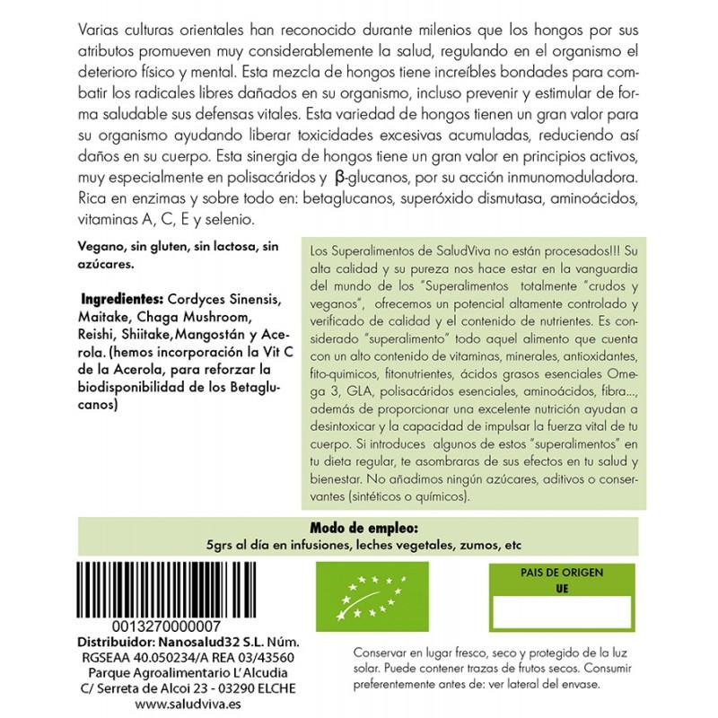 Mischung aus Pilzen, Mangostan und Acerola Salud Viva 125 g