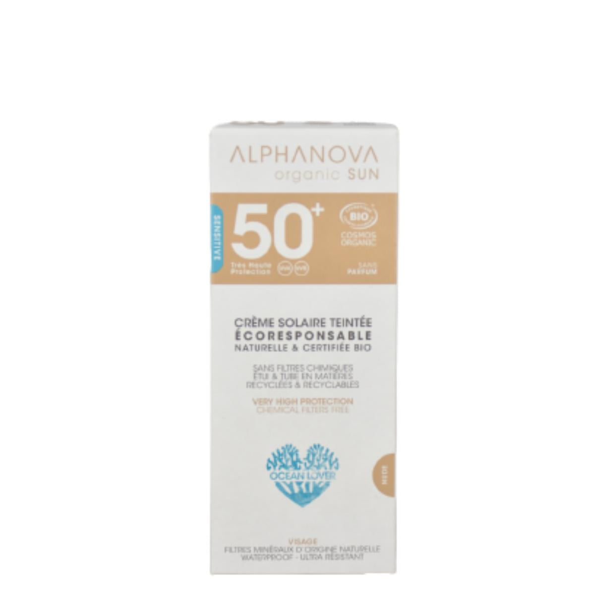 Krem przeciwsłoneczny do twarzy SPF50+ hipoalergiczny Alphanova 50 g Bio