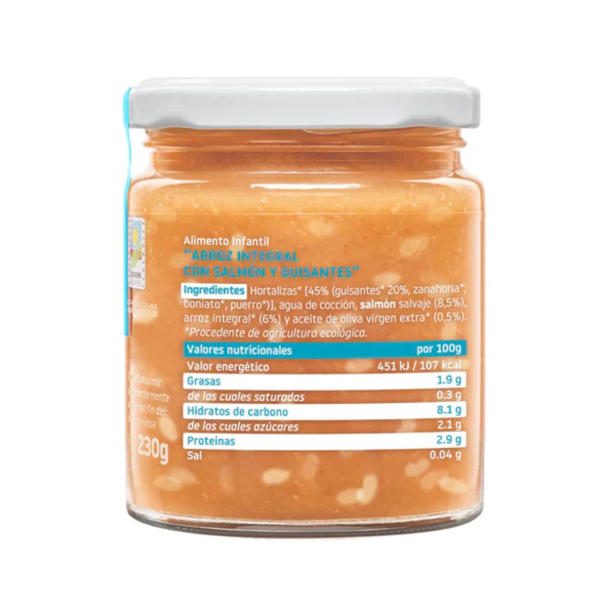 3-pack burkar med ekologisk fullkornsris med lax och ärtor ECO CA CHI TOS 230 g, Smileat