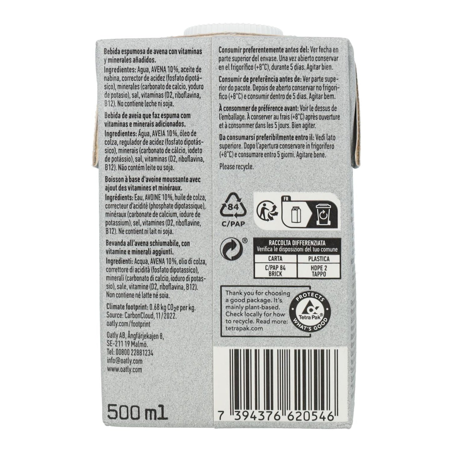 Bevanda Avena Barista Oatly 500 ml