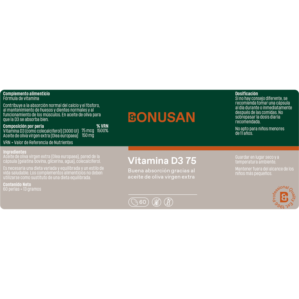 Vitamin D3 75 Bonusan 60 softgels