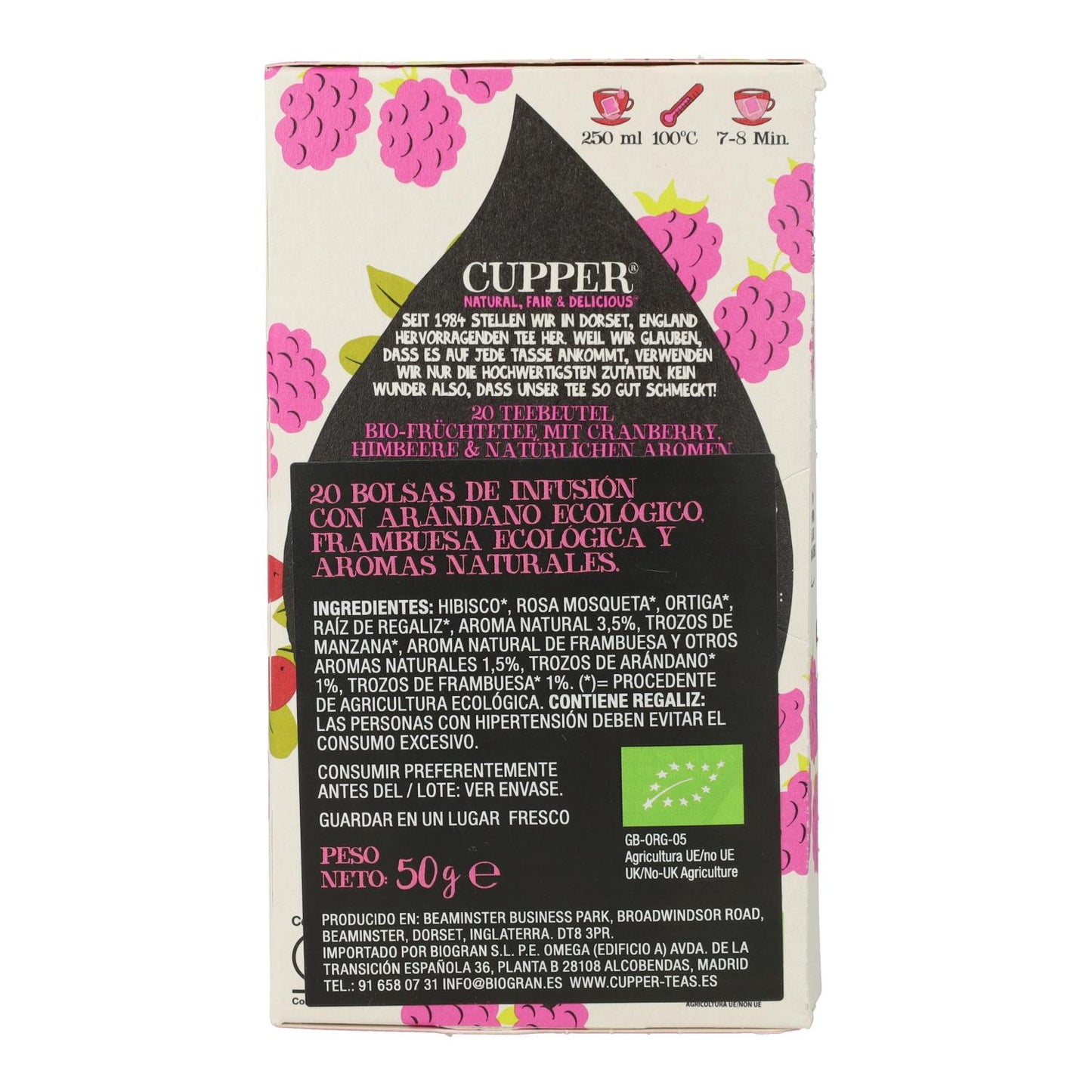 Herbata z jagodami i malinami Bio Cupper 20 torebek