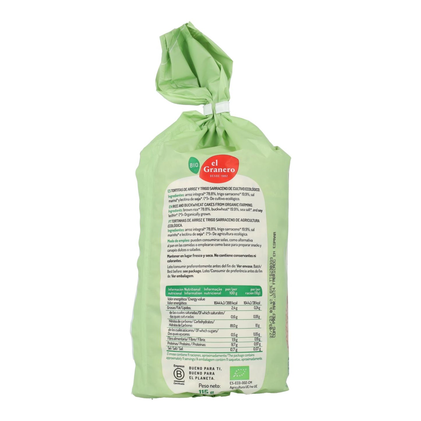 El Granero buckwheat rice cakes, 100 g