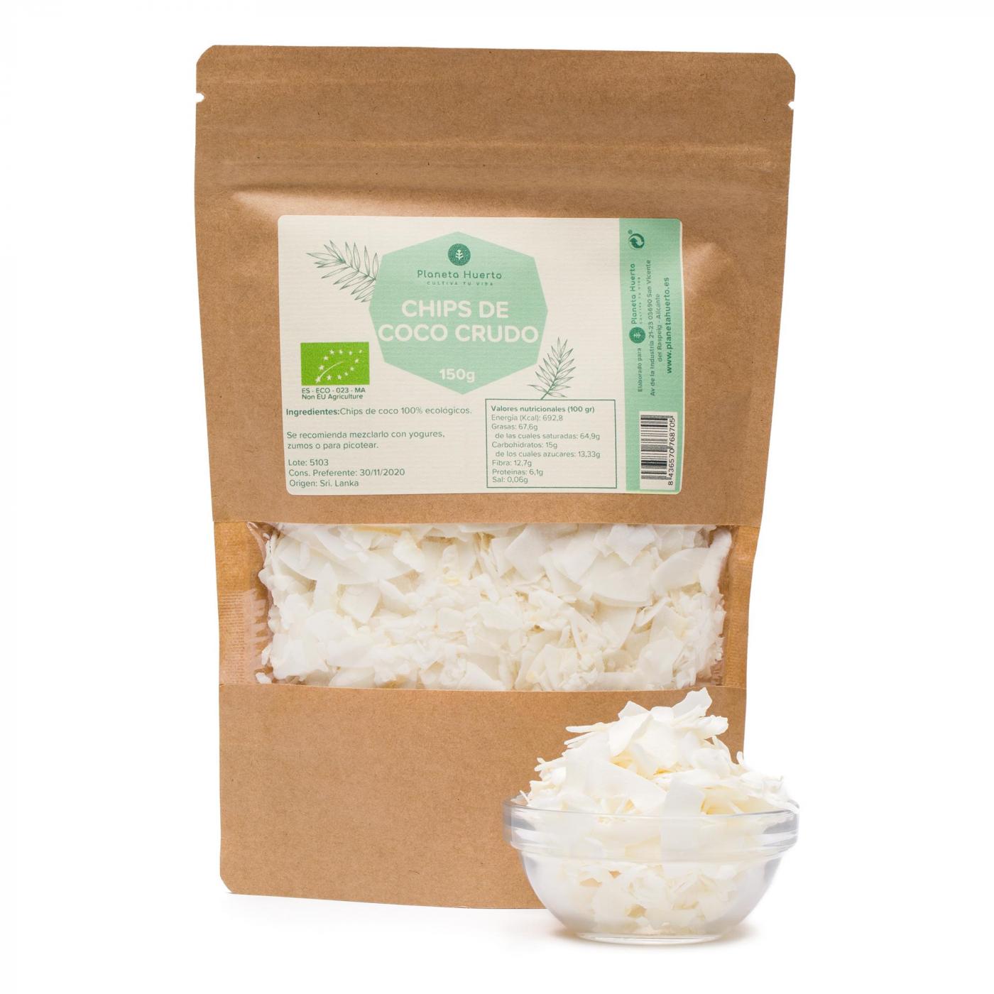 Förpackning 2x Kokoschips sockerfria ECO Planeta Huerto 150 g