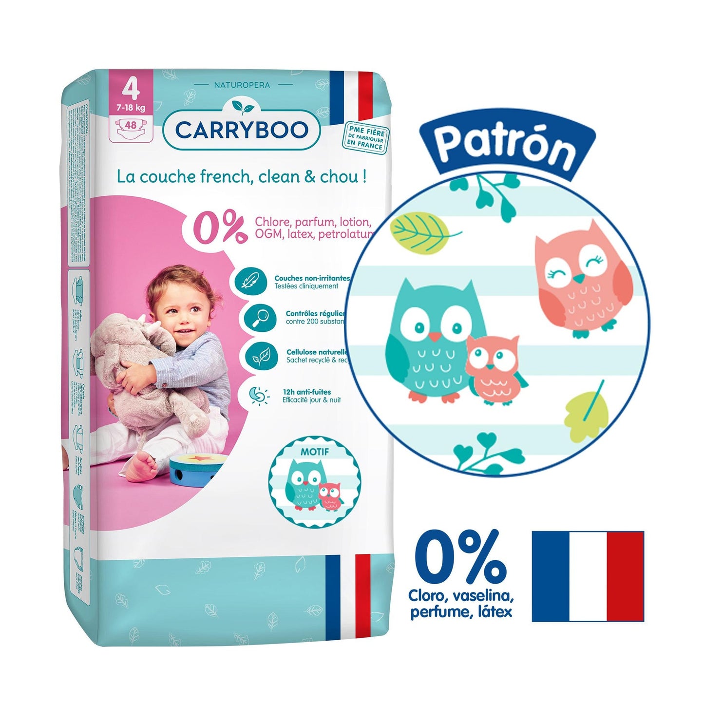 CARRYBOO - Ecologische luiers T4 (7-18 kg) - Jumbo 48 luiers
