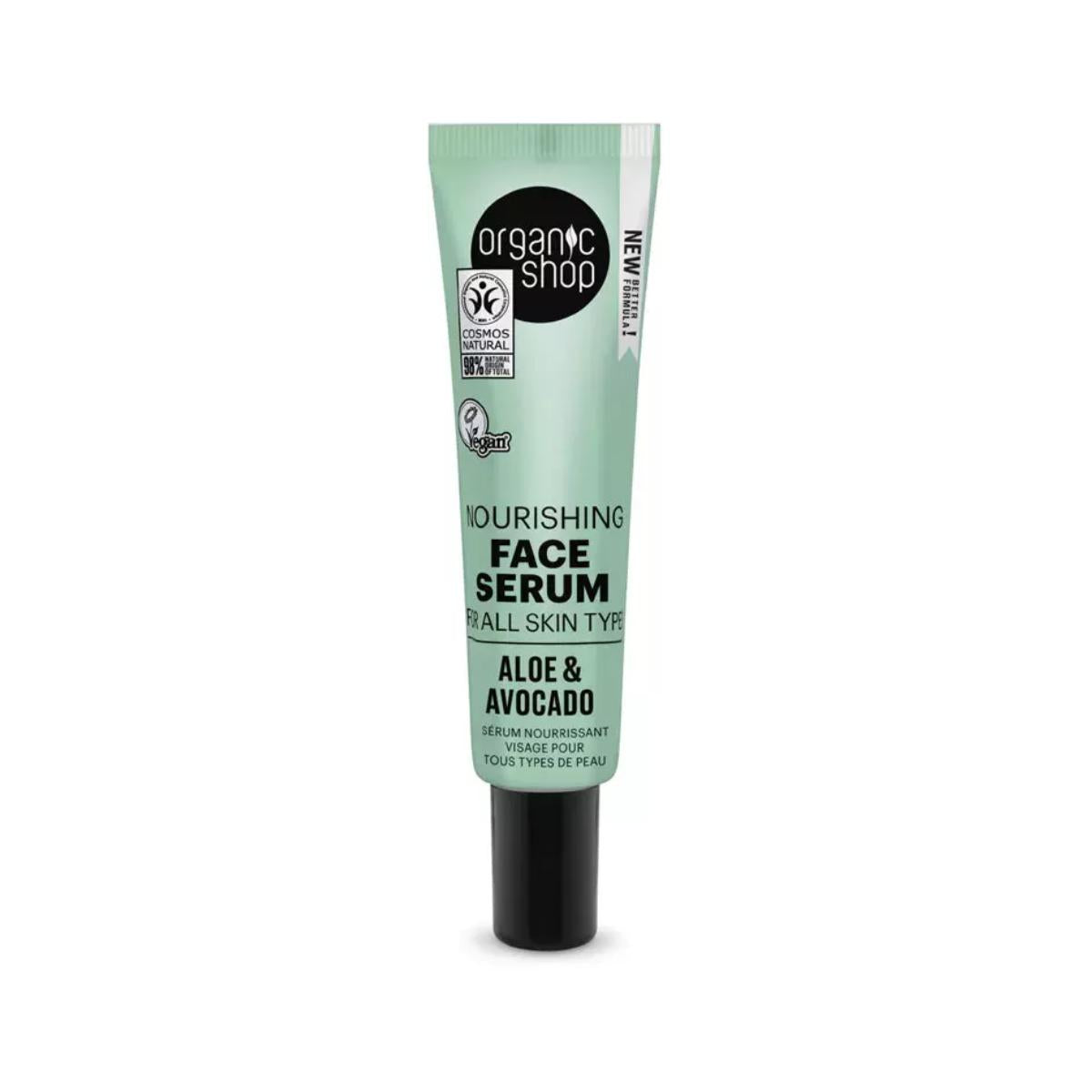 Feuchtigkeitsspendendes Gesichtsserum mit Avocado und Aloe, Organic Shop 30 ml