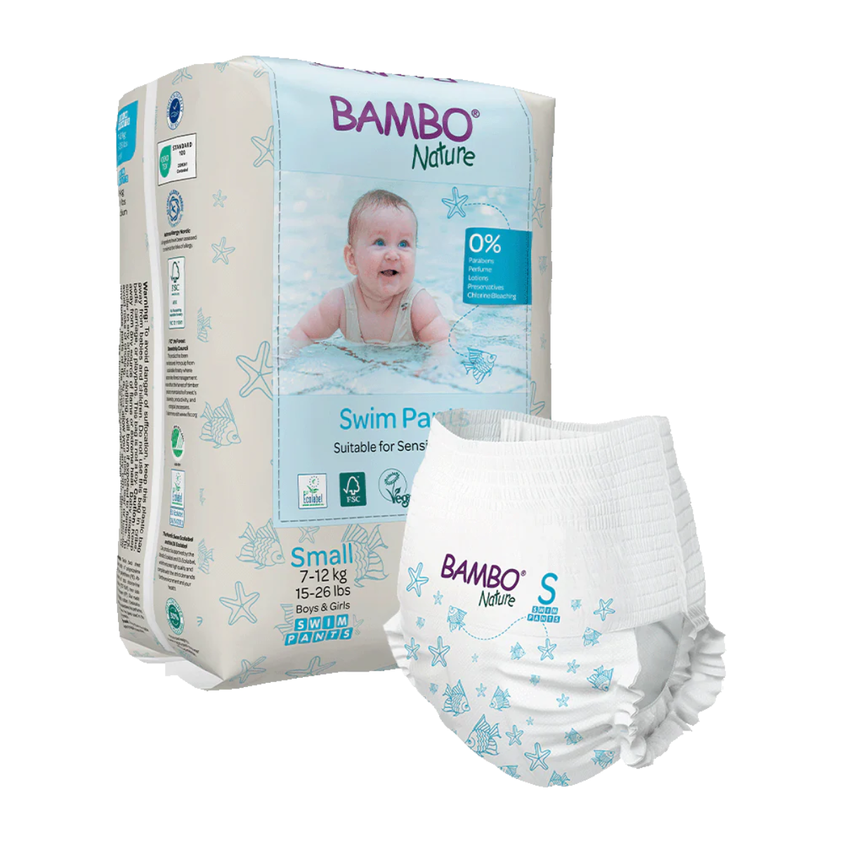 Pañales Pants para Agua Bambo Nature Talla S (7-12 Kg) Bambo Nature 12 uds