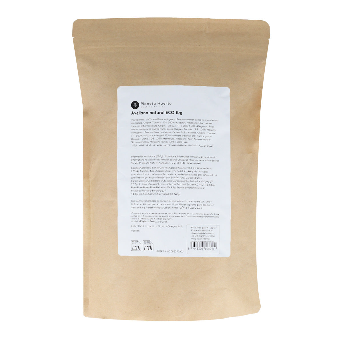 Noisettes avec peau ECO Planeta Huerto 1 kg