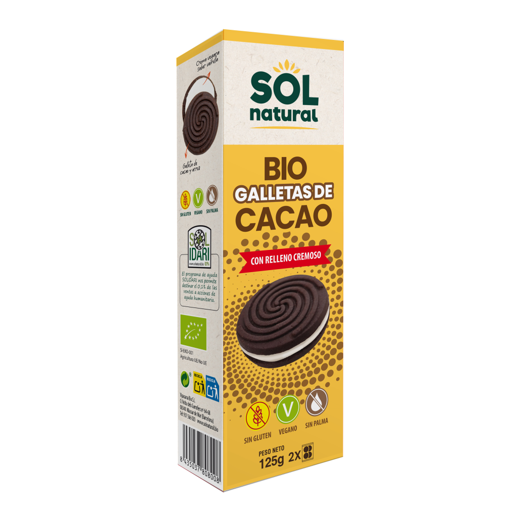 Biscotti al cacao con ripieno cremoso BIO Sol Natural 125 g