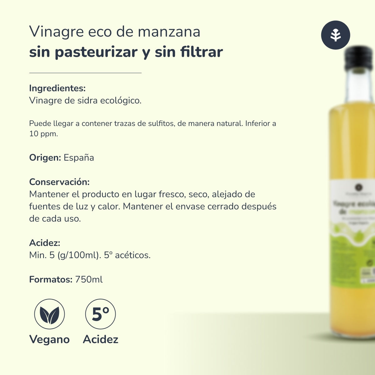 Pack 3x Unfiltered ECO apple vinegar Planeta Huerto 750 ml