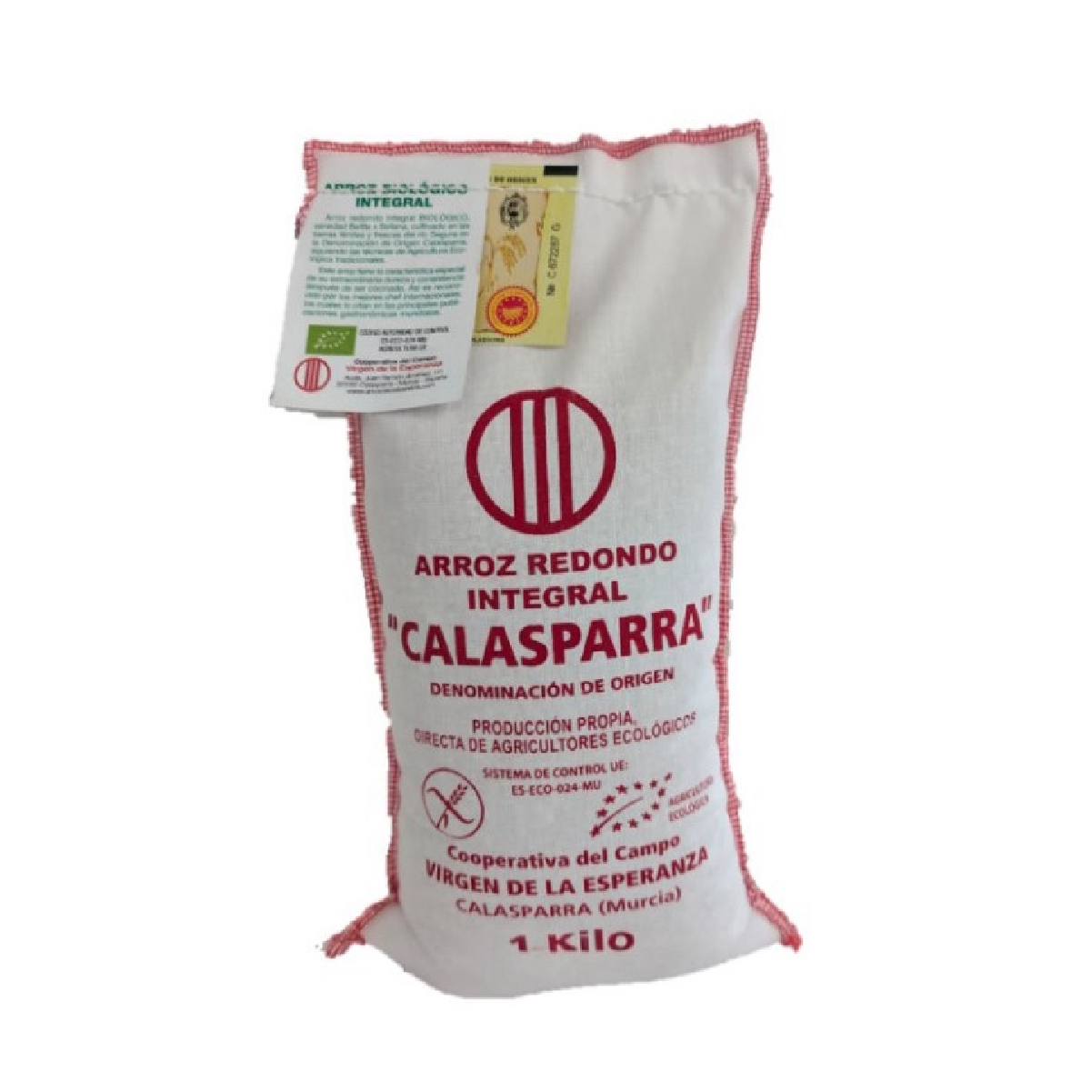 Bruine rijst in stoffen zakje Calasparra 1 kg