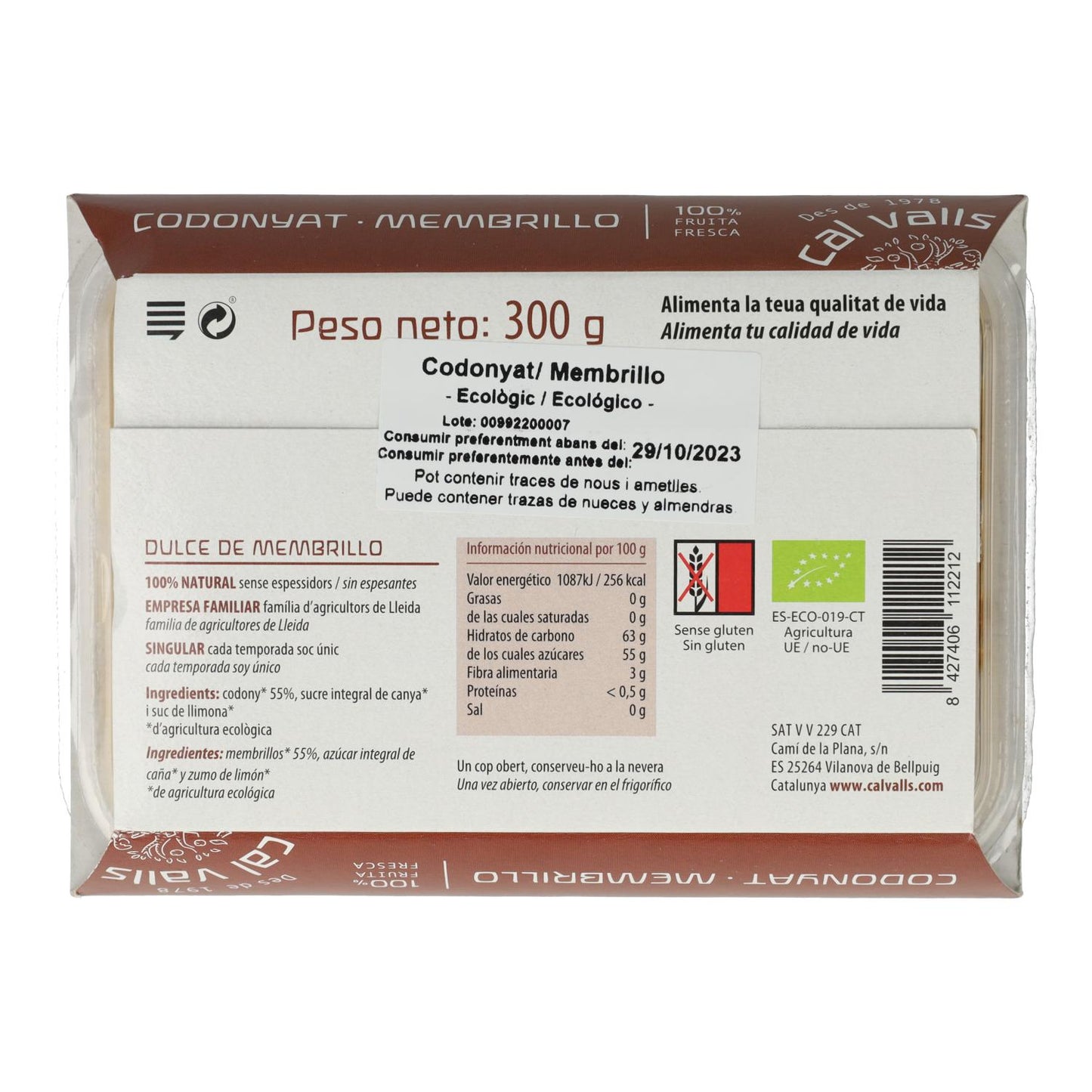 Coings ECO sucre de canne Cal Valls, 300 g