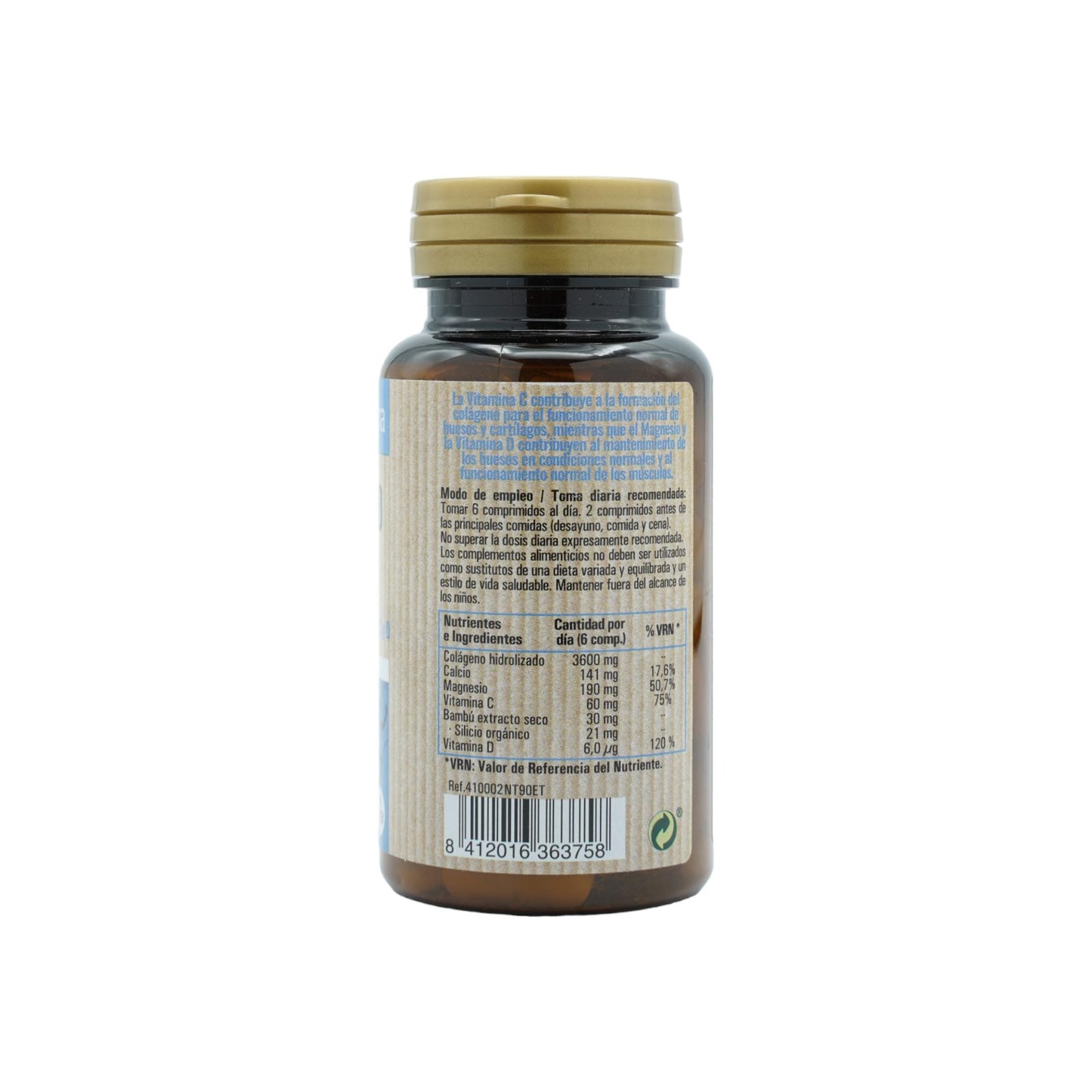 Hydrolysiertes Kollagen mit Magnesium + organischem Silizium + Kalzium + Vitamin C und D, 90 Tabletten. NaturTierra