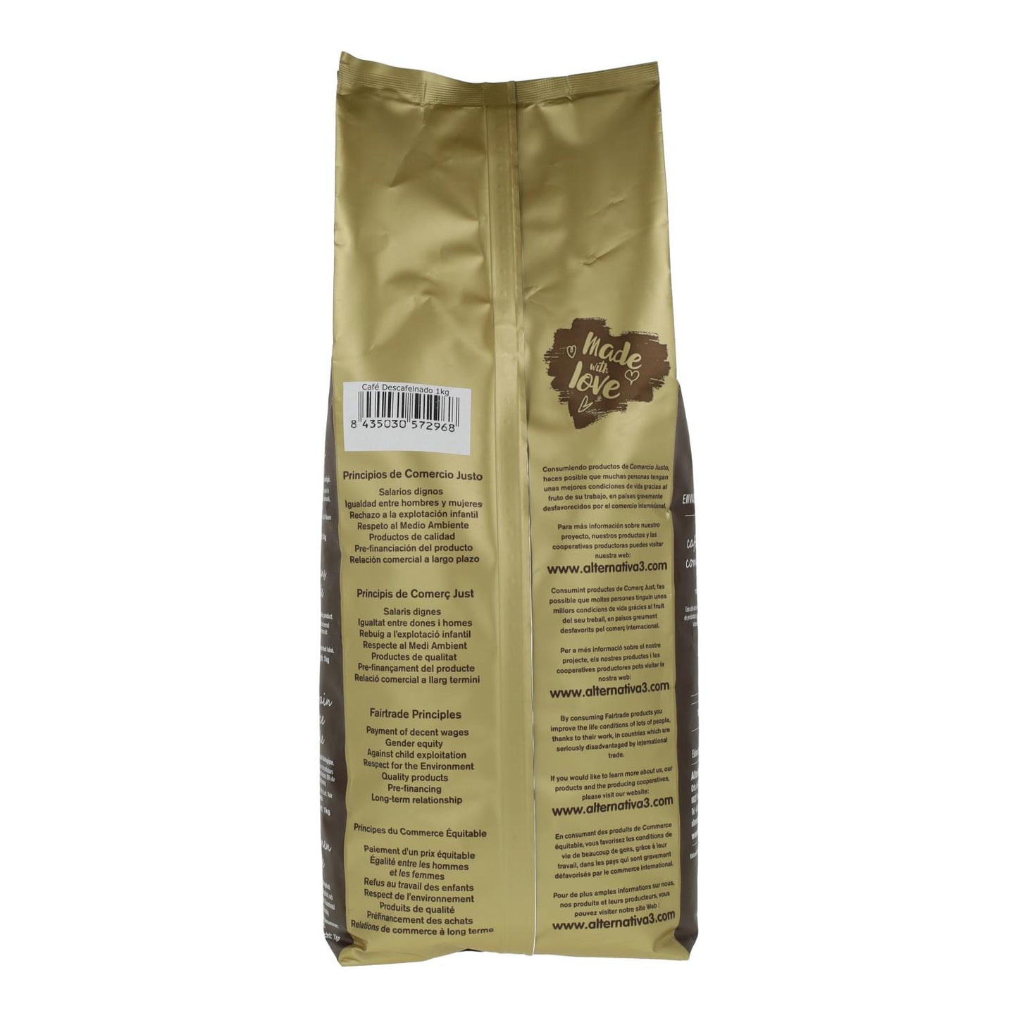 Café décaféiné en grains BIO Alternativa3 1 kg