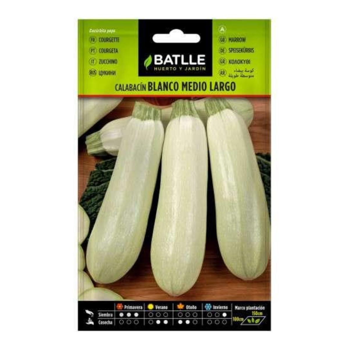 Medium-length white courgette seeds Batlle