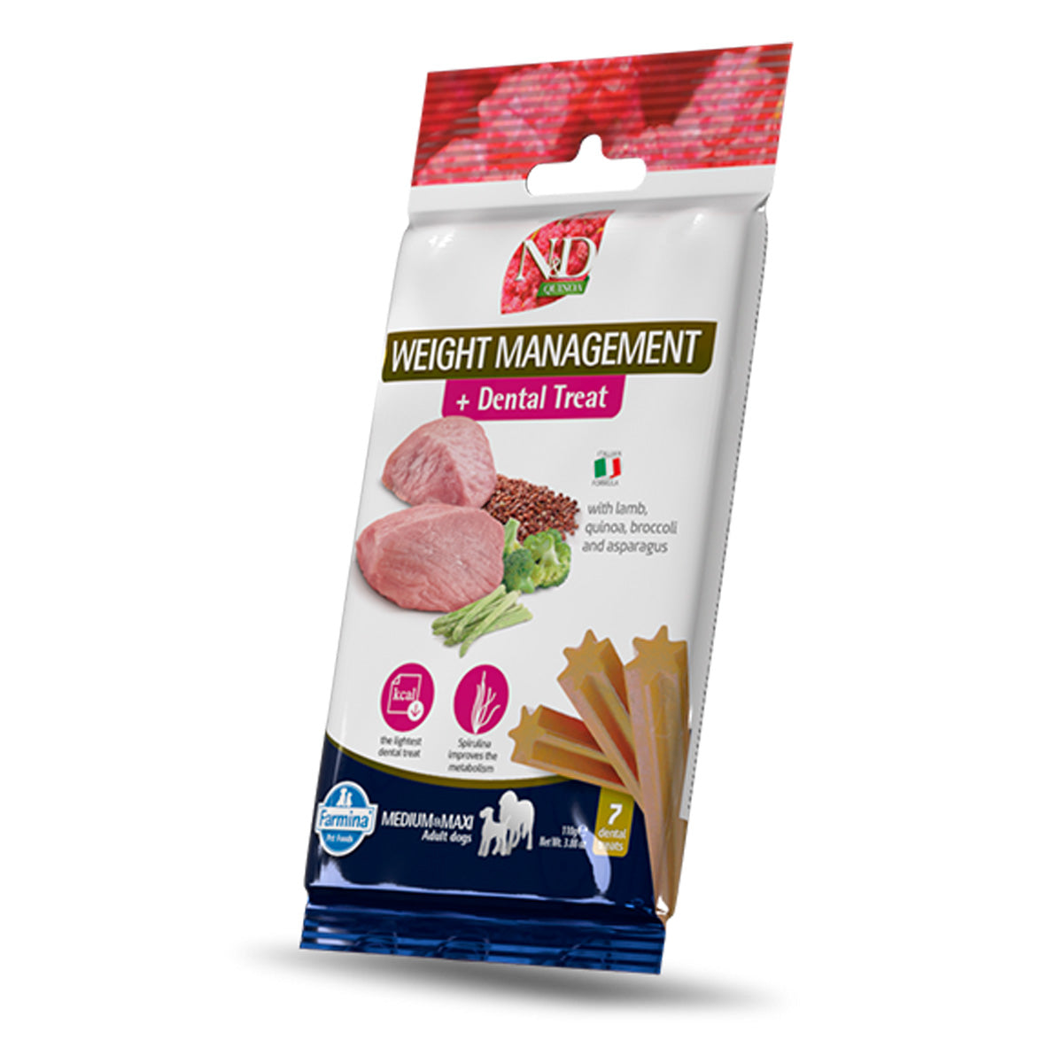 N&D Quinoa Canine Dental Treat Weight Management rasy średnie/duże 100 g 7 szt.