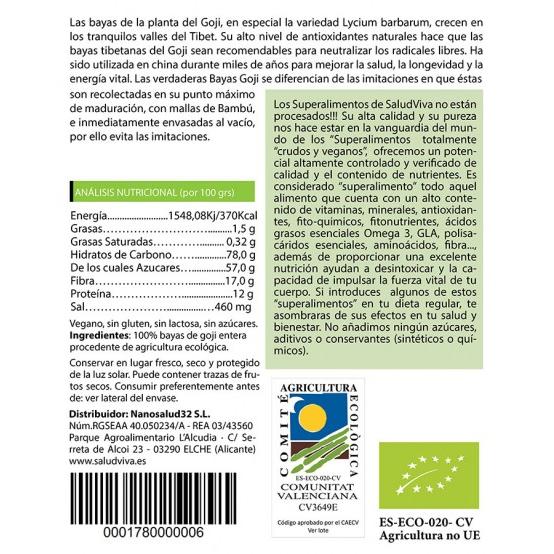 Hele gojibessen ECO 250 g, Salud Viva