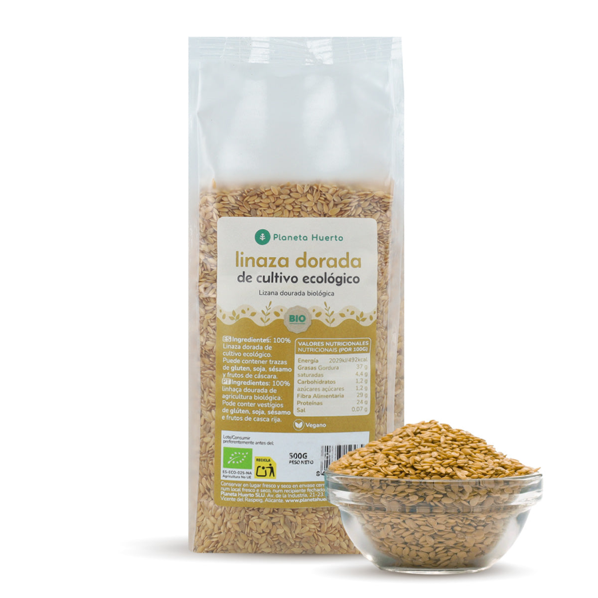 Pack 2x Semillas de lino dorado ECO Planeta Huerto 500 g