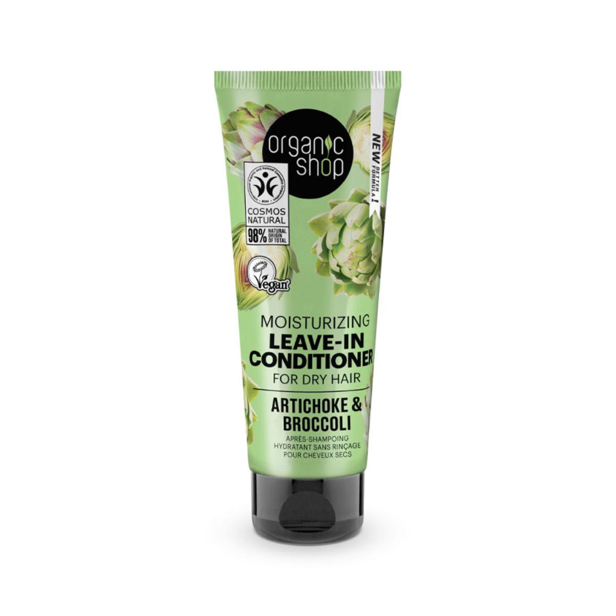 Après-shampooing hydratant sans rinçage pour cheveux secs à l'artichaut et au brocoli, Organic Shop 75 ml