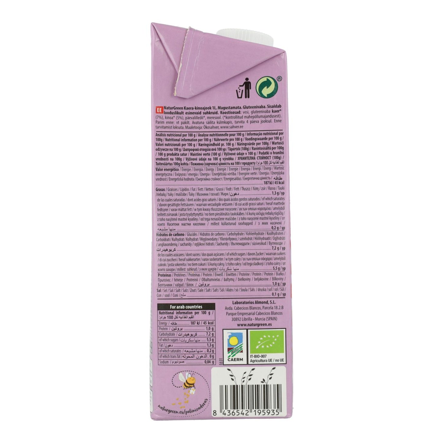 Lot de 6 boissons à l'avoine et au quinoa bio sans gluten NaturGreen 1 L