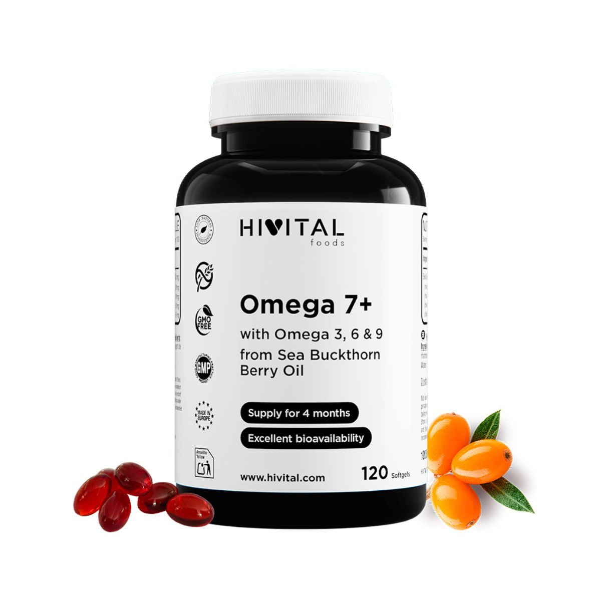 Omega 7+ Sanddorn 500 mg Hivital 120 Kapseln
