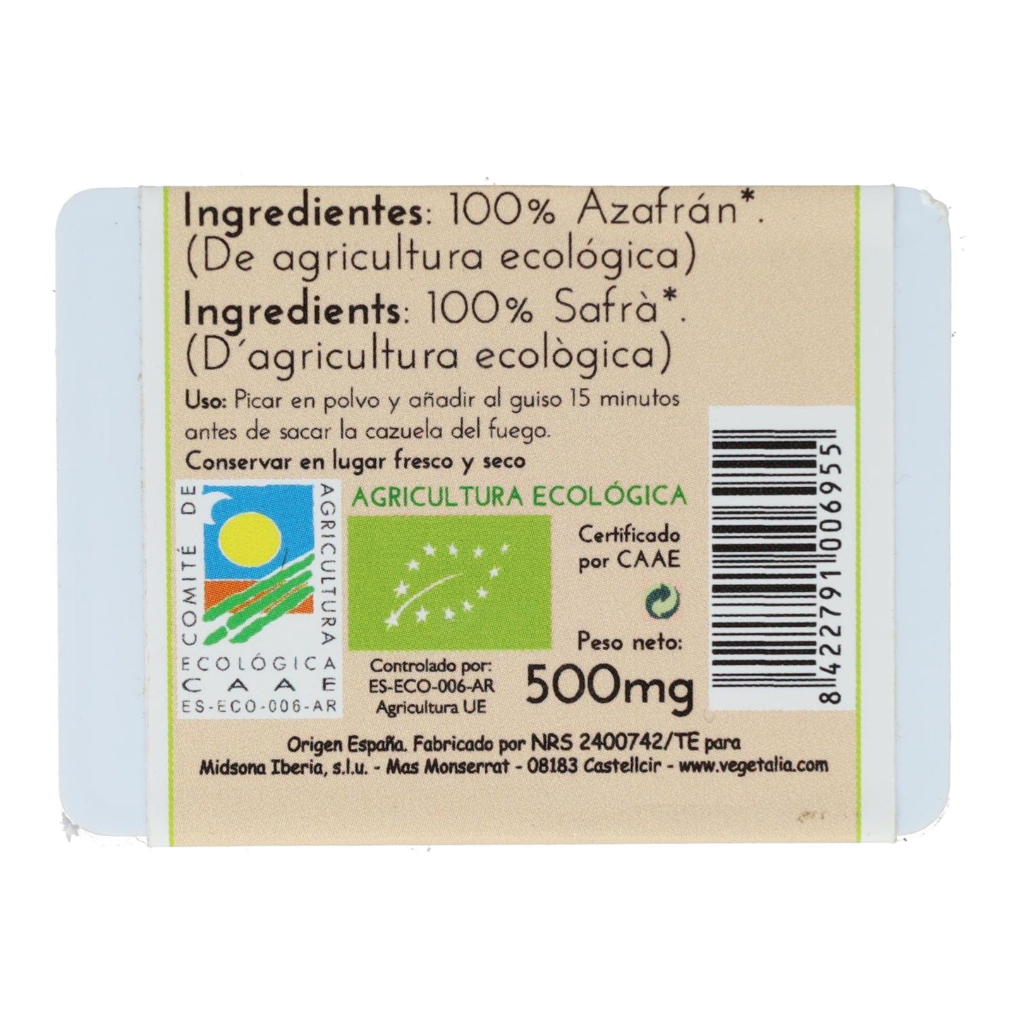 Zafferano biologico Vegetalia 0,5 g