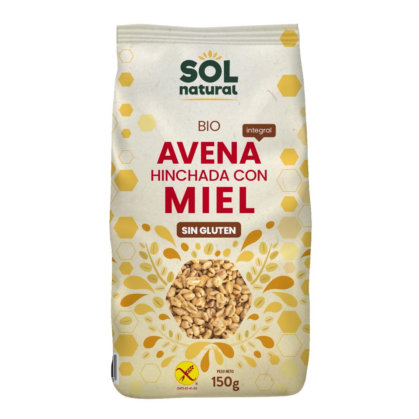Glutenfri ekologisk puffad havre med honung Sol Natural 150 g