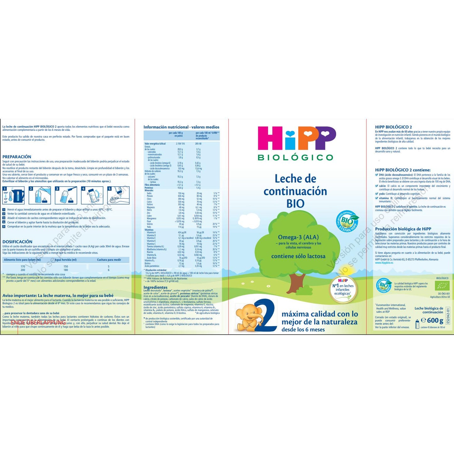 Opvolgmelk 2 bio +6 maanden HiPP 600 g