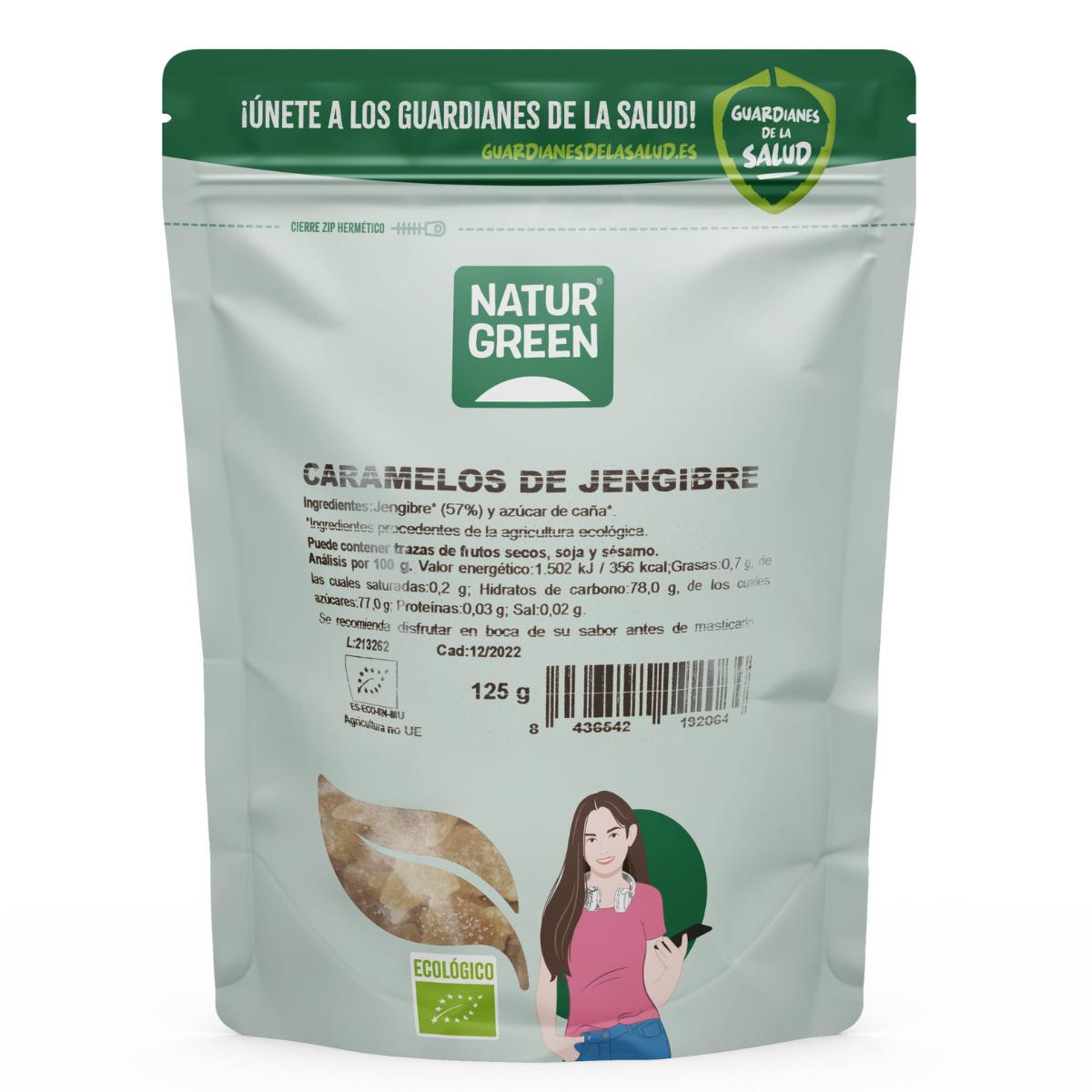 Bonbons au gingembre Naturgreen, 125 g