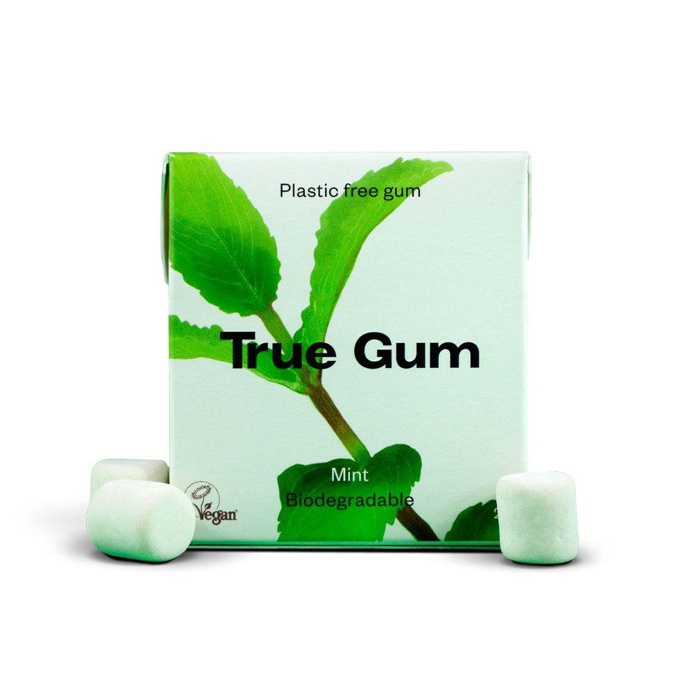 Pack of 24 plastic-free fresh mint chewing gums True Gum 21 g