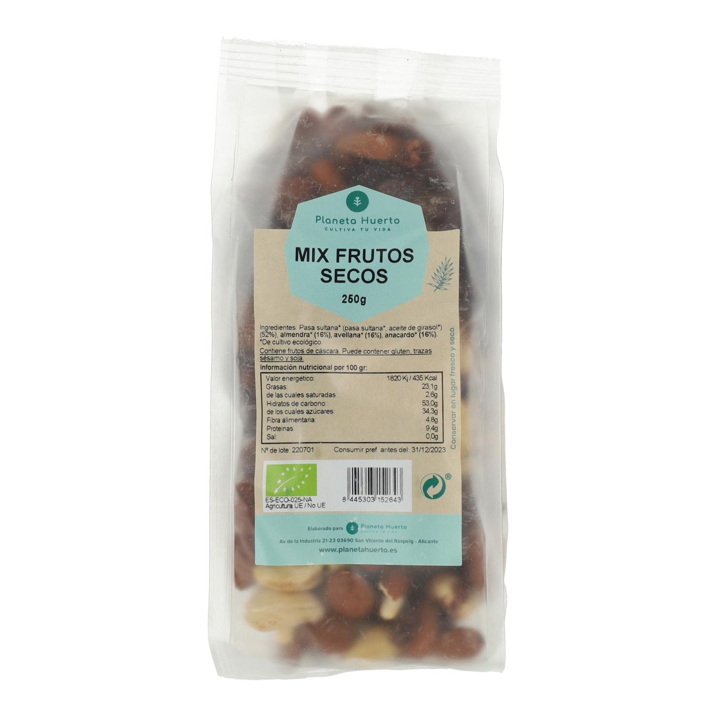 Mix of Dried Fruits ECO Planeta Huerto 250 g