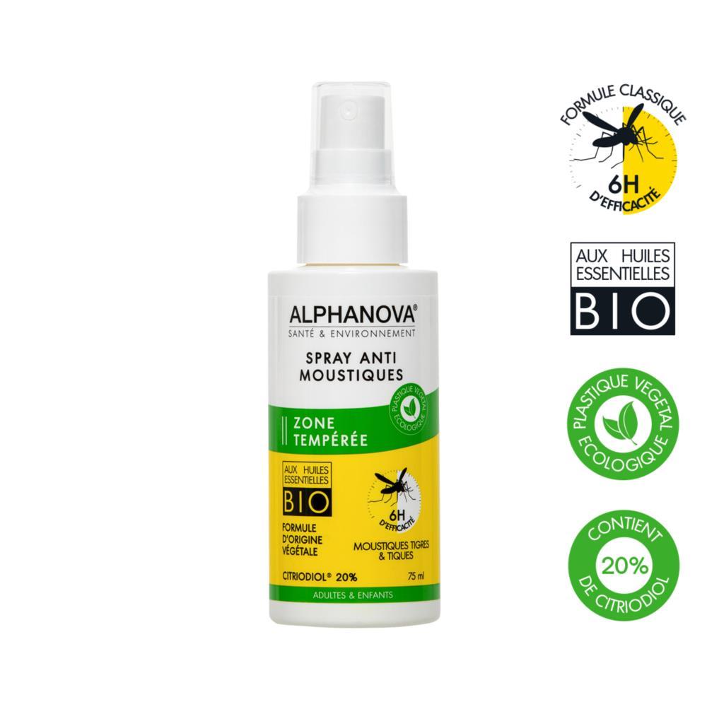 Anti-muggenmiddel voor gematigde klimaten - 6 uur werkzaam Alphanova Santé 75 ml