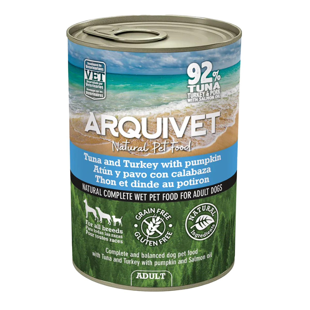 Pâtée pour chiens au thon et à la dinde avec potiron Arquivet 400 g
