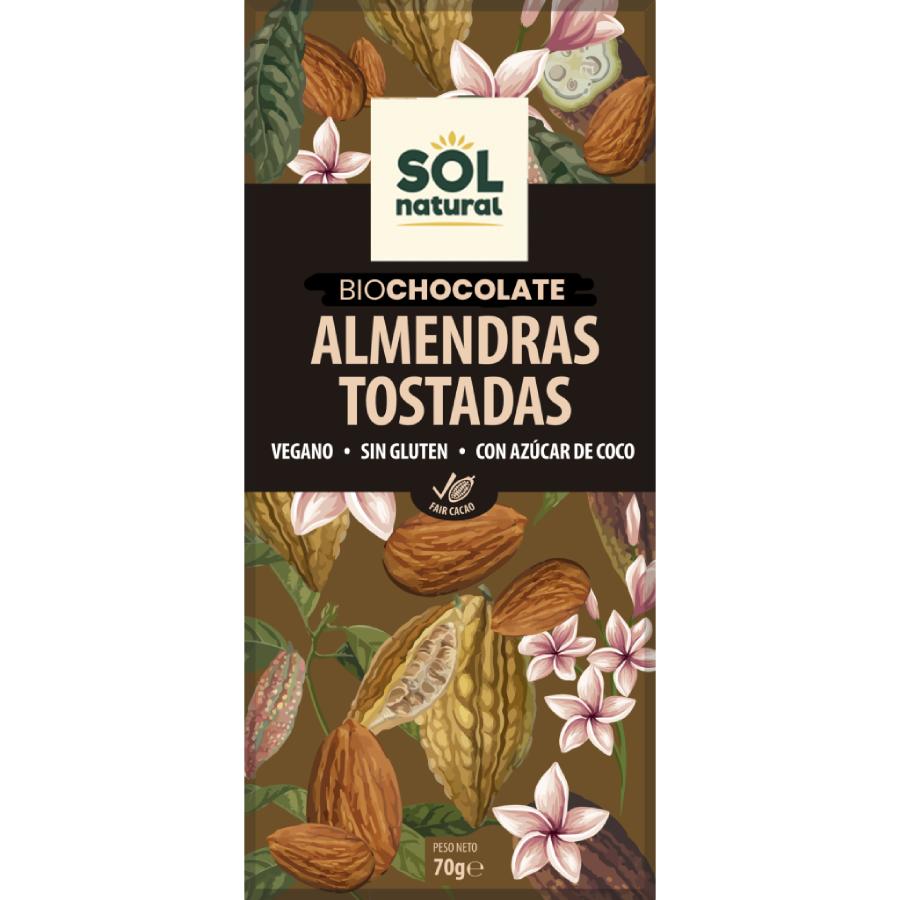 Chocolade met geroosterde amandelen BIO Sol Natural 70 g