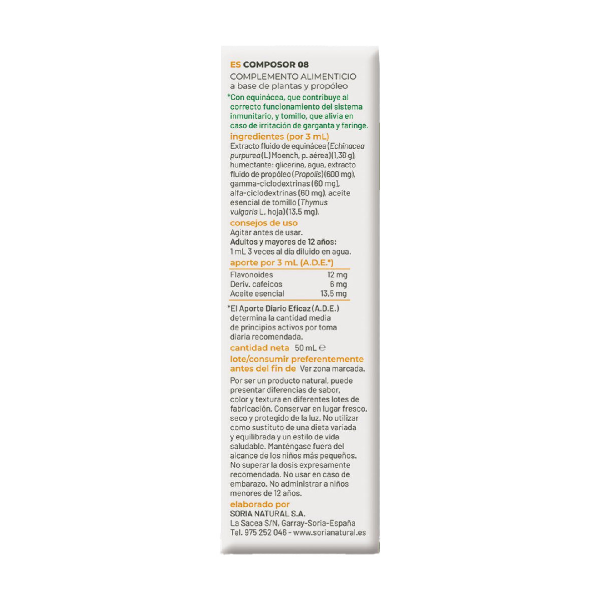 Pack of 2 Composor 8 Echina Siglo XXI Soria Natural, 50 ml