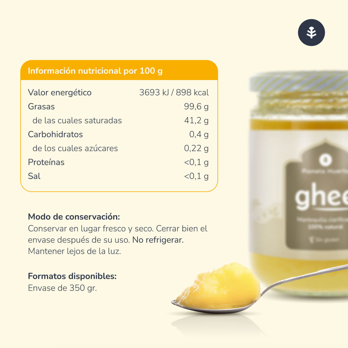 Ghee geklaarde boter ECO Planeta Huerto 500 gr