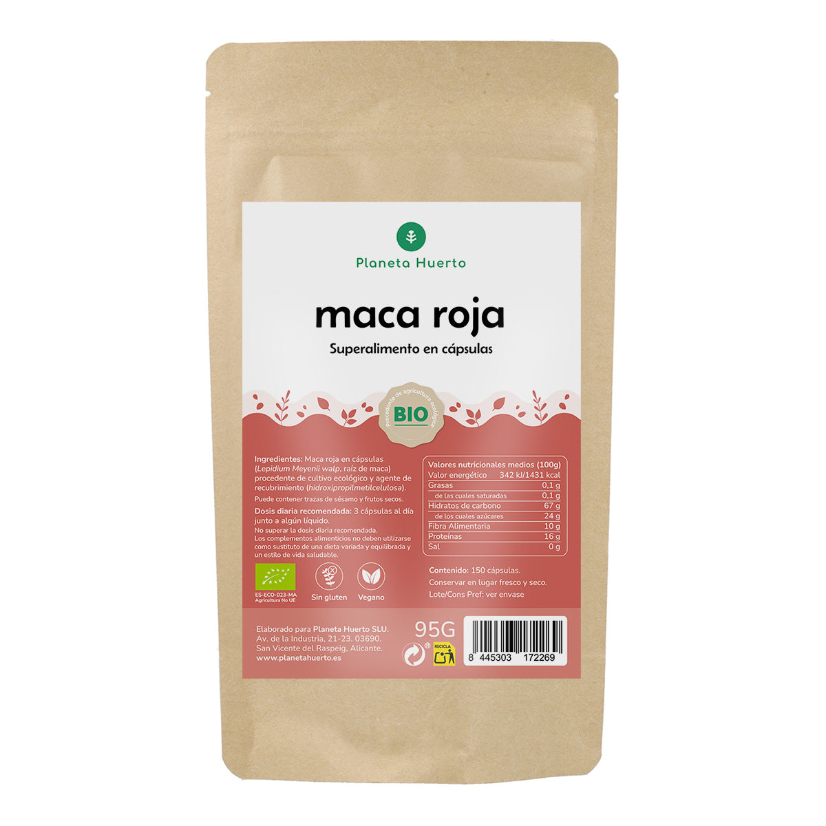 Ekologisk röd maca Ekologisk röd maca Planeta Huerto 150 kapslar