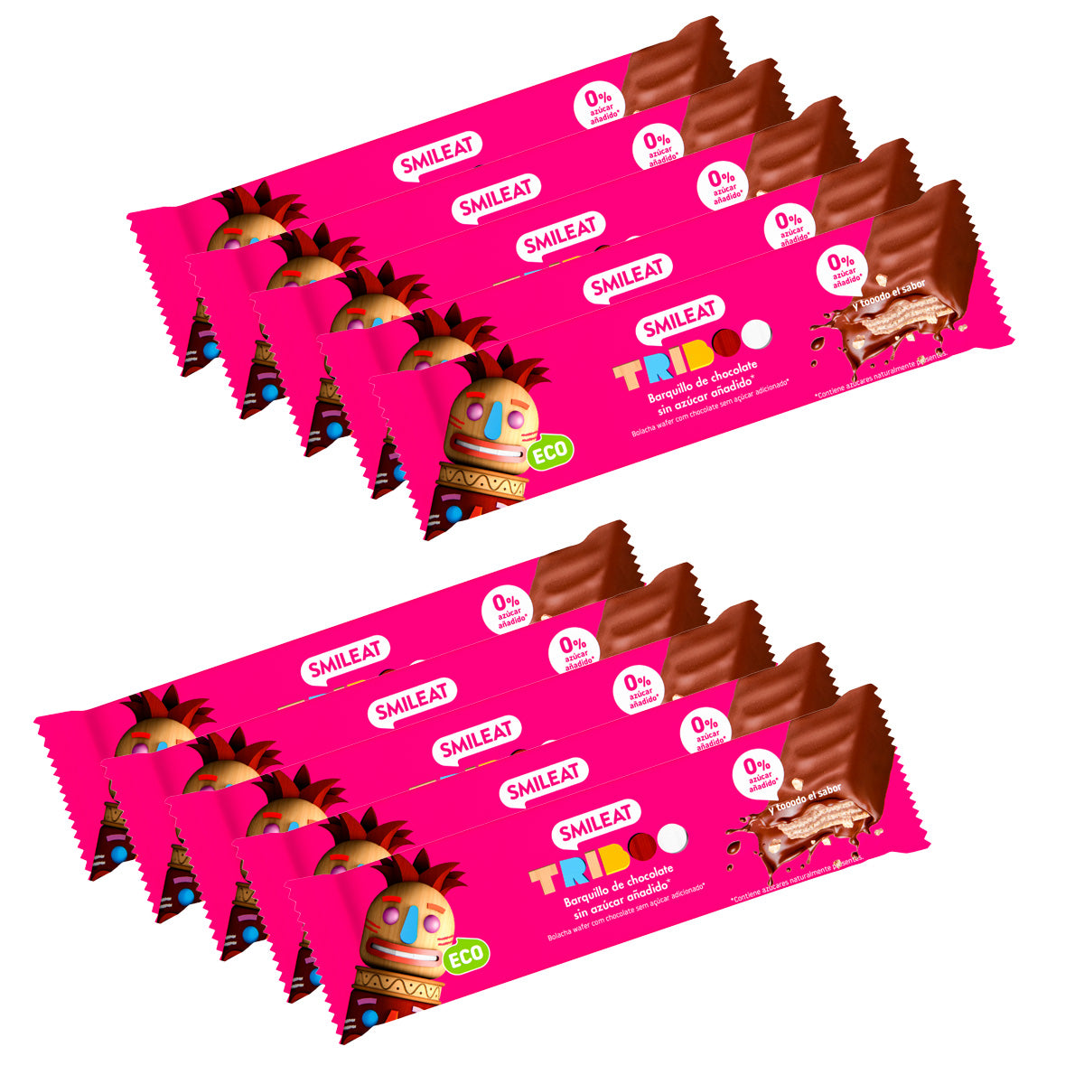10er-Pack gefüllte und mit Kakao überzogene Stangen ECO, Smileat, 40 g
