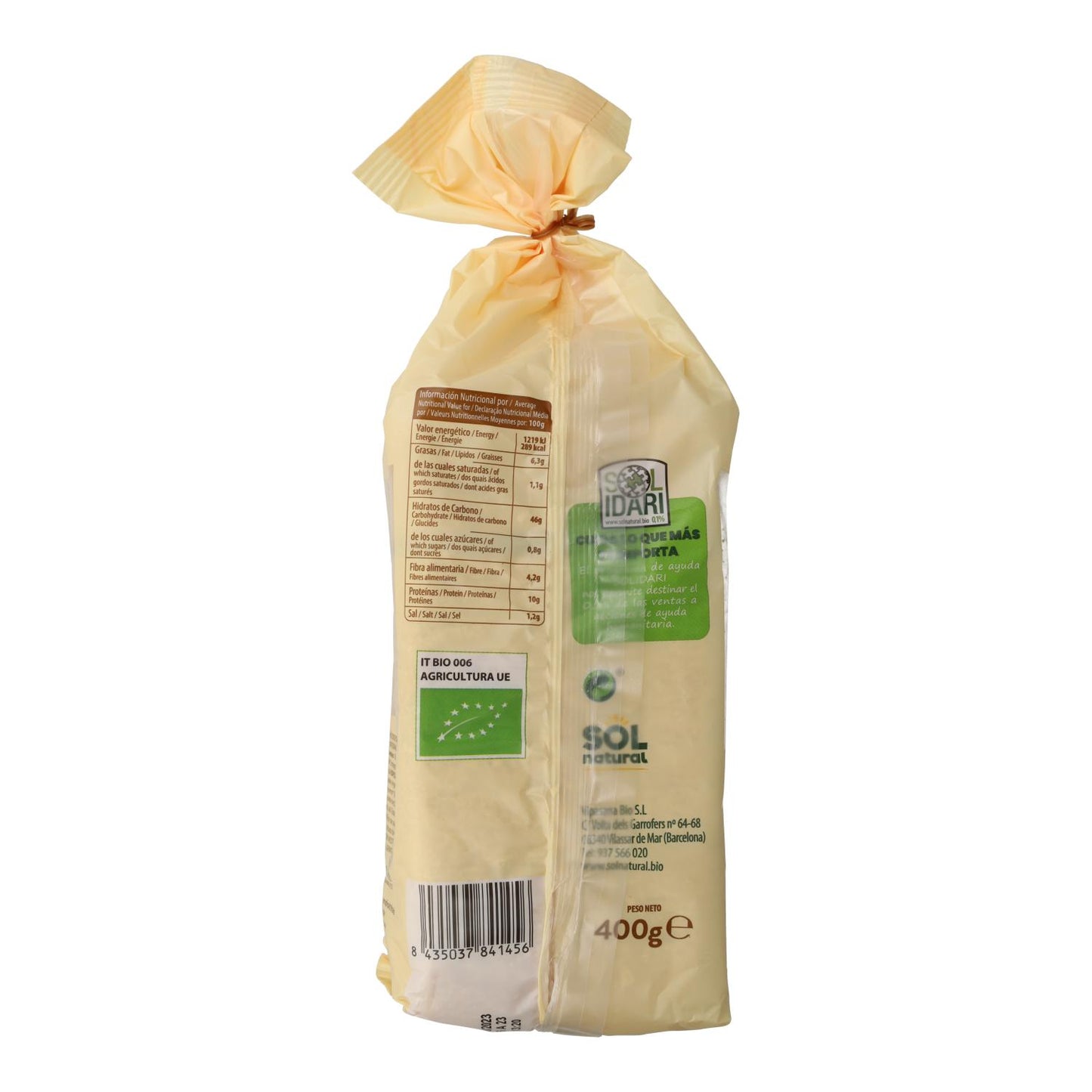 Pane in cassetta integrale di farro biologico Sol Natural 400 g