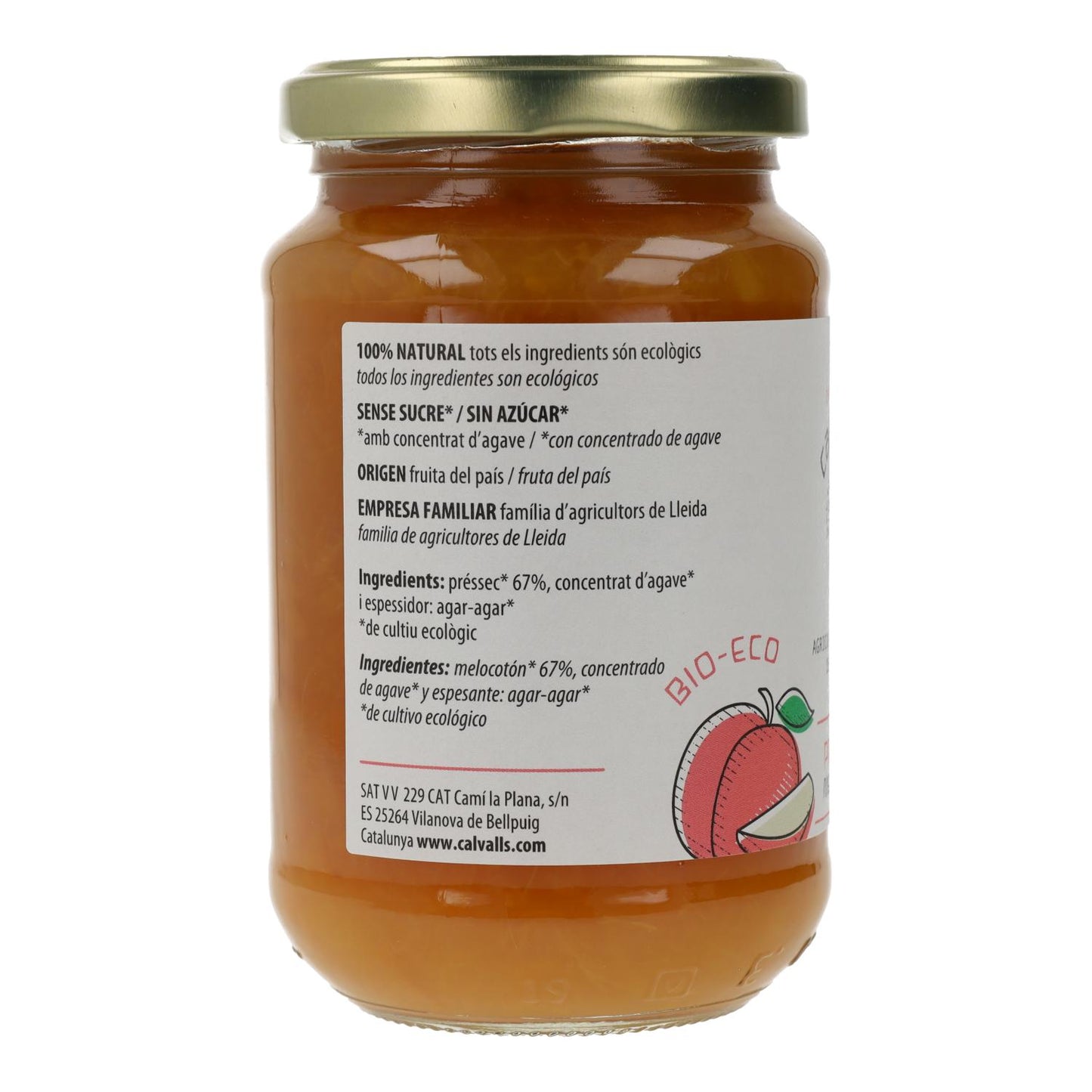 Cal Valls organic peach jam, 375 g