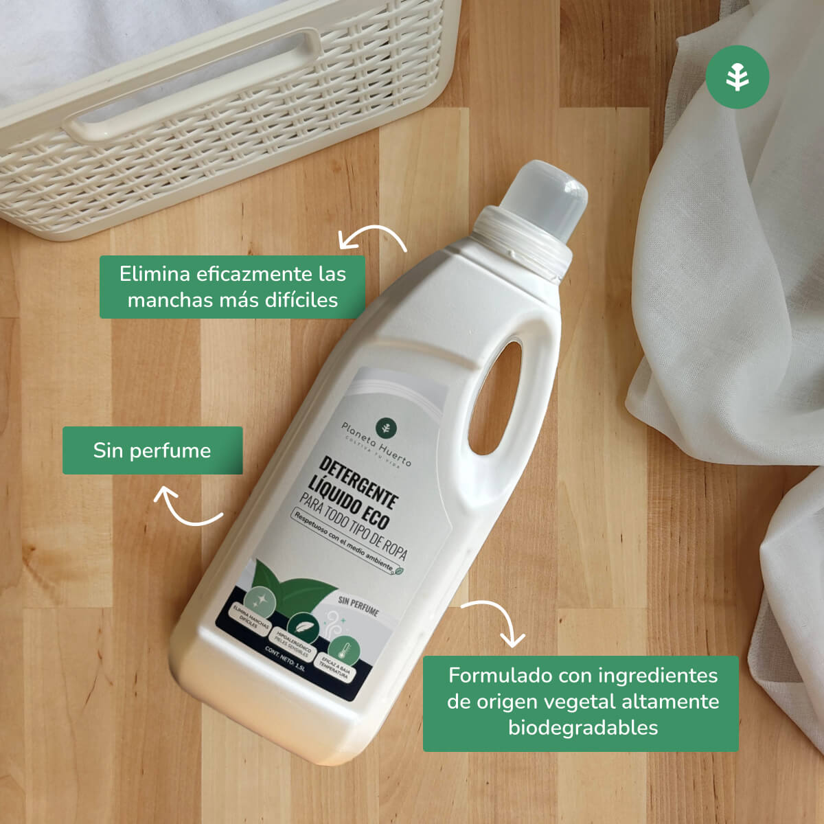 Förpackning 3xVätskeformigt tvättmedel ECO oparfymerat Planet Orchard 1,5 liter