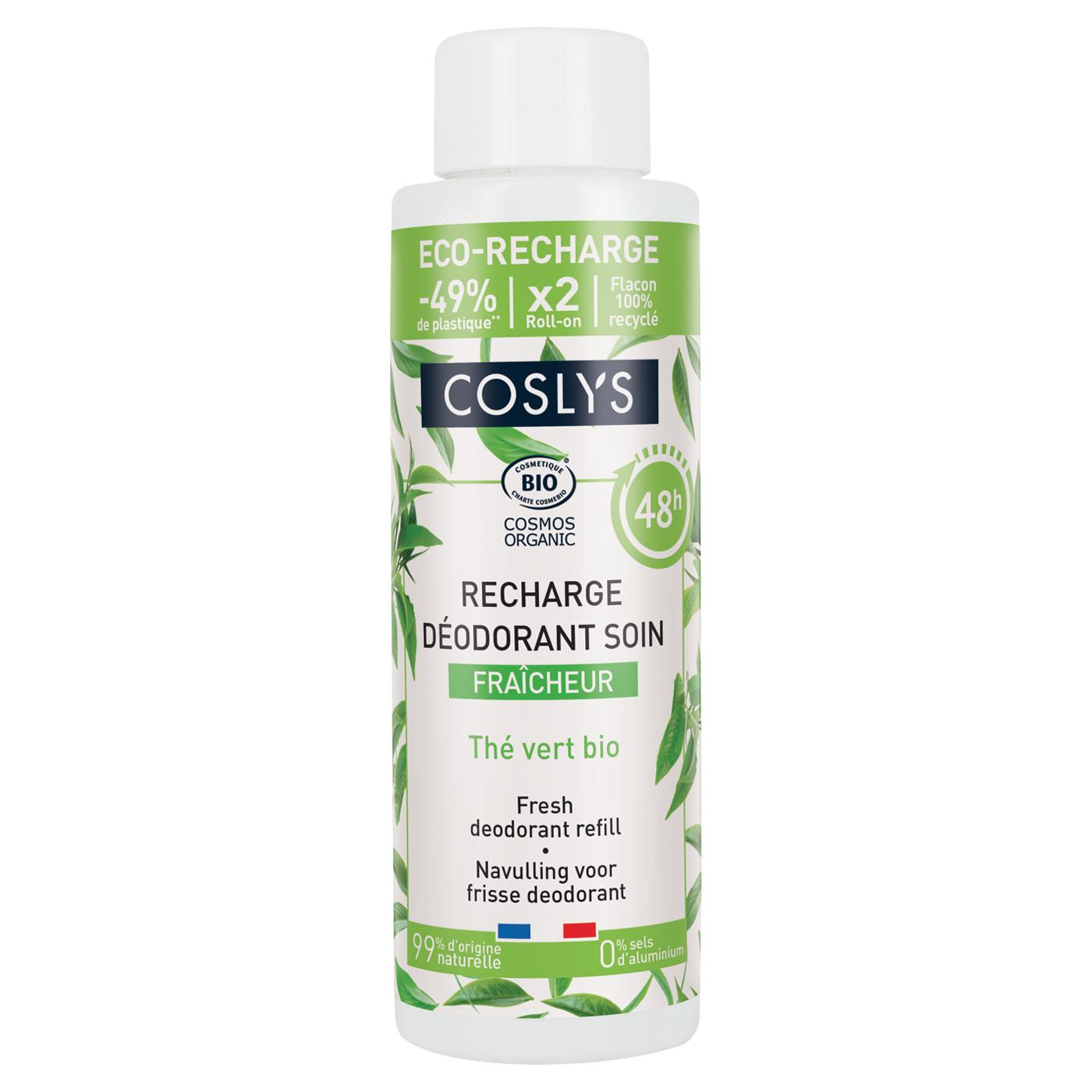 Deodorant-Nachfüllpackung mit Grüntee- und Aloe-Vera-Duft von Coslys, 100 ml
