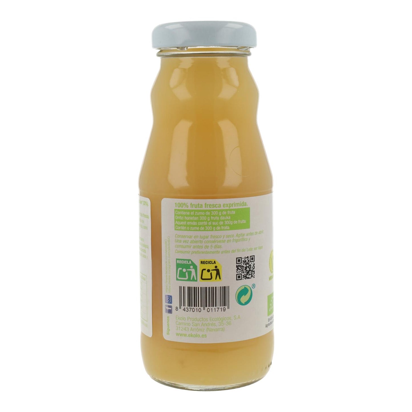 Jus de kiwi et pomme bio 100 % pressé ékolo 200 ml