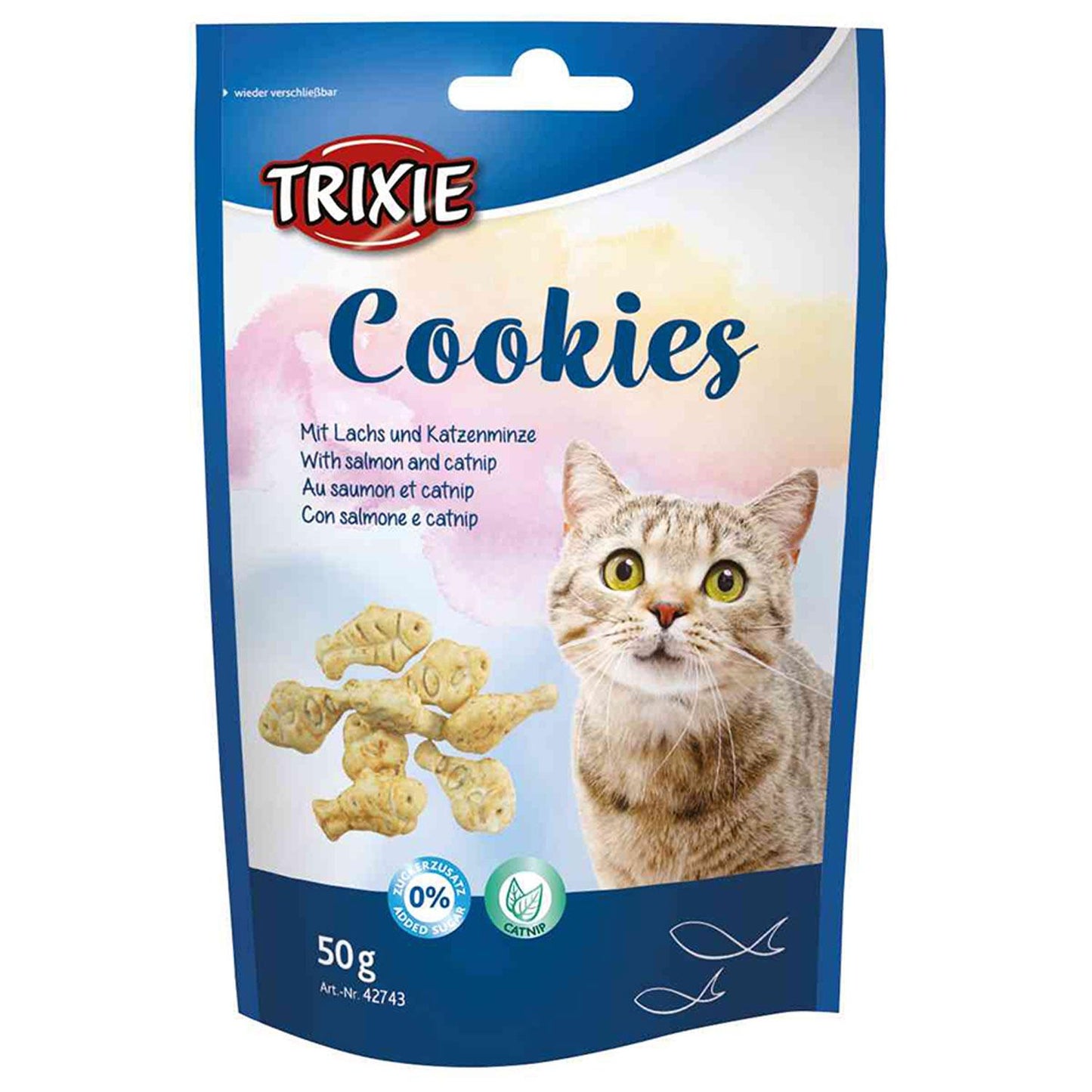 Trixie Snacks biscuits au saumon et à l'herbe à chat, 50 g