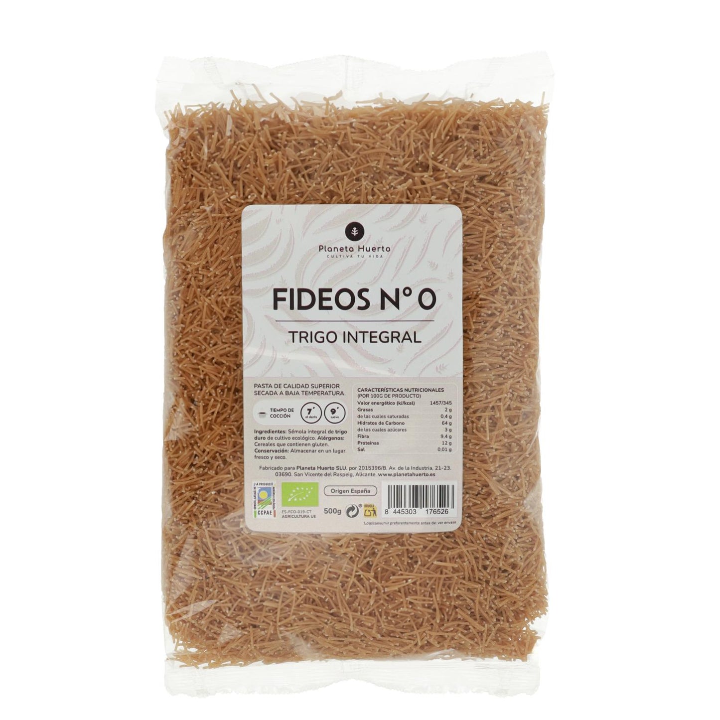 Nouilles de blé complet nº0 ECO Planeta Huerto 500gr